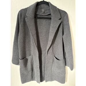 J.Crew 100% Merino Wool Open Front Cardigan Sweater‎ Blazer Coat Gray XS